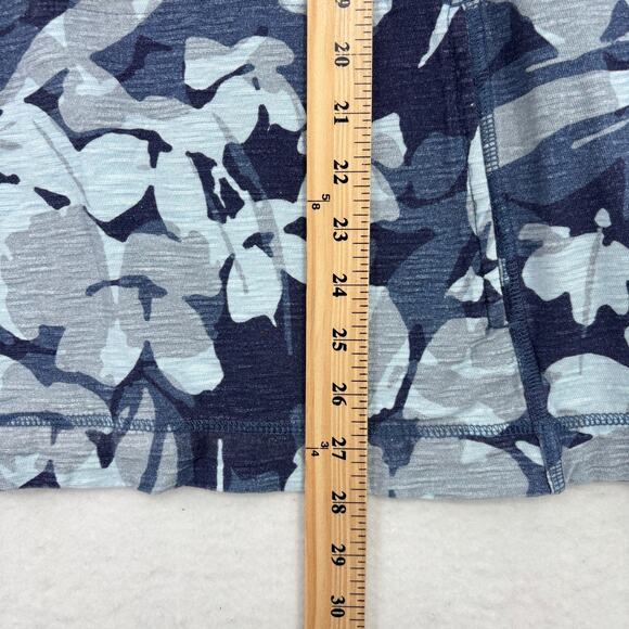 Weekends by Chico's Shirt Top Size L Blue Floral Quarter Zip Long Sleeve Pockets - Picture 7 of 7